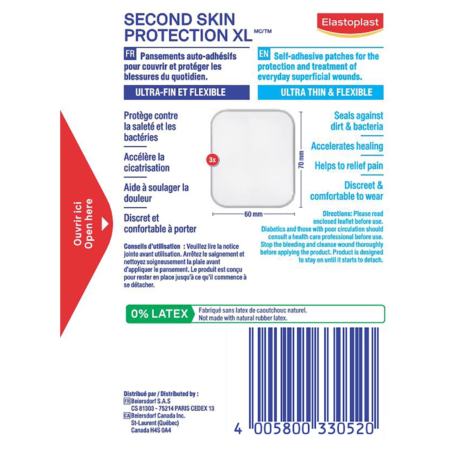 Pansements Hydrocolloïde Cicatrisation Rapide Second Skin XL ELASTOPLAST 