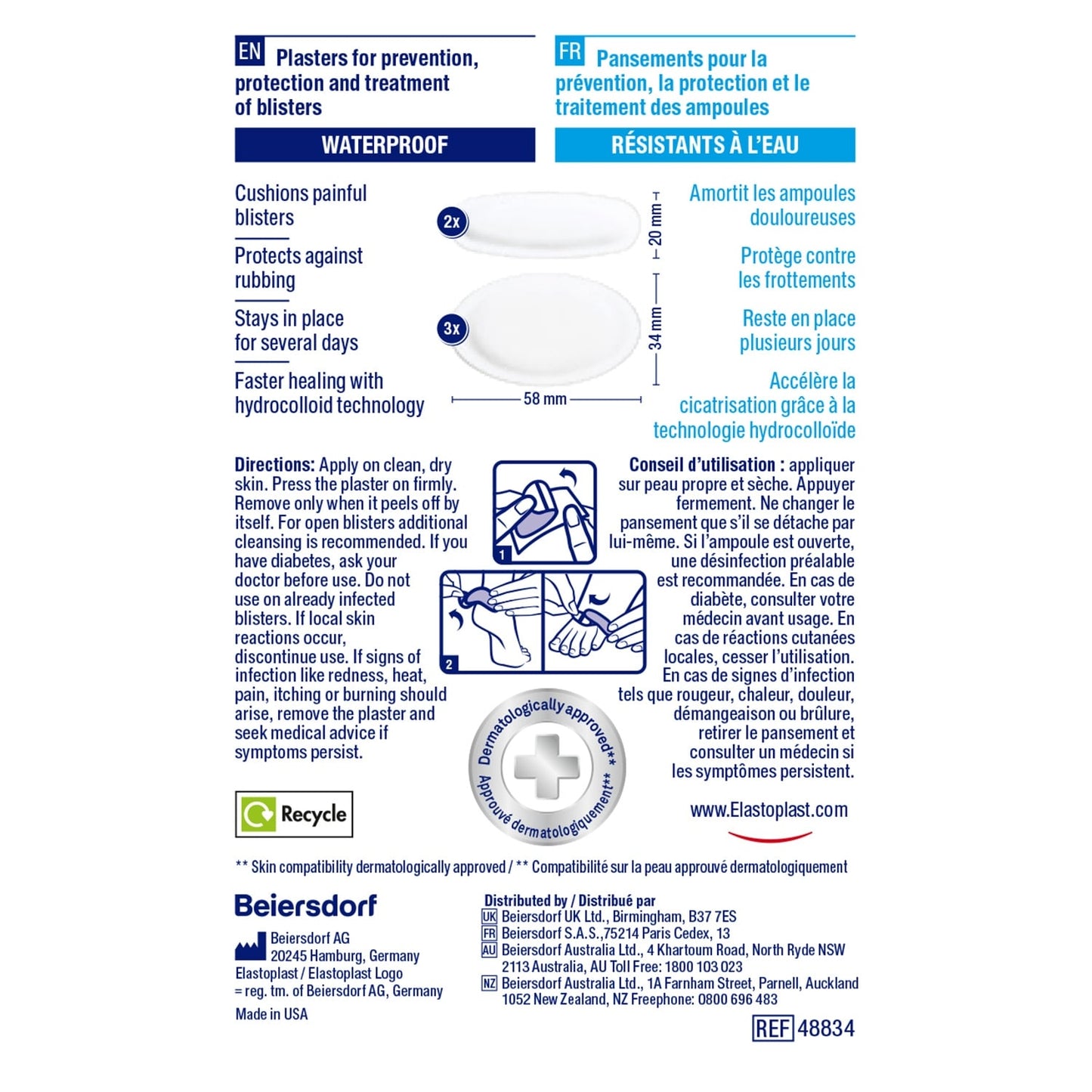 Pansements Ampoules Mix Pack Soulage et Protège Hydrocolloïde ELASTOPLAST 