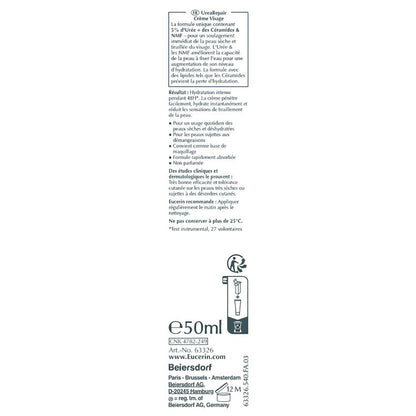 Crème Hydratation Intense 48H Visage Peau Sèche à très Sèche 5% Urée EUCERIN 