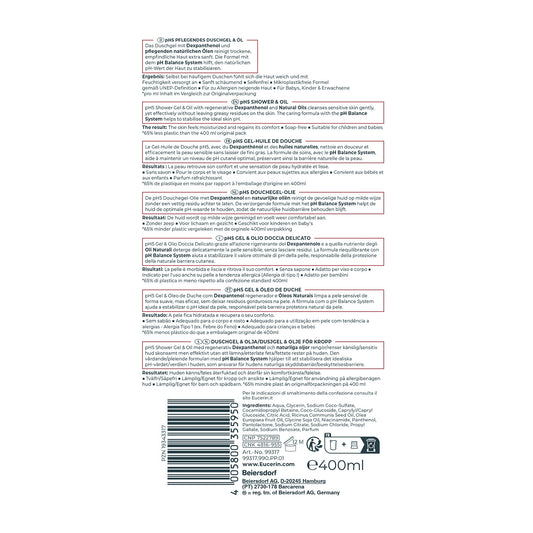 EUCERIN Shower Oil for Dry and Sensitive Skin with Dexpanthenol and Natural Oils