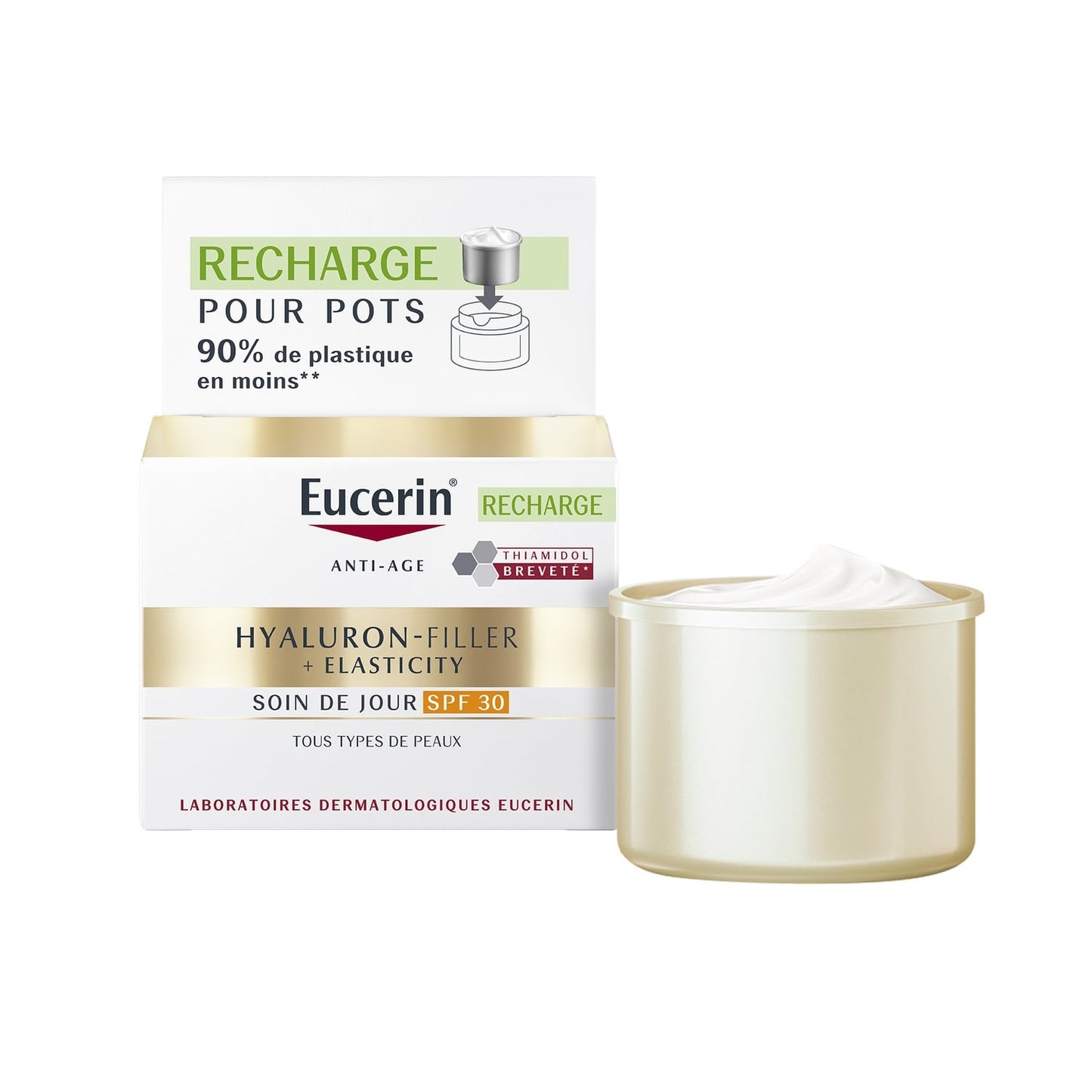 Soin De Jour Visage Tous Types De Peaux Anti-âge Hyaluron-Filler Elasticity Spf 30 Recharge 90% De Plastique En Moins EUCERIN 