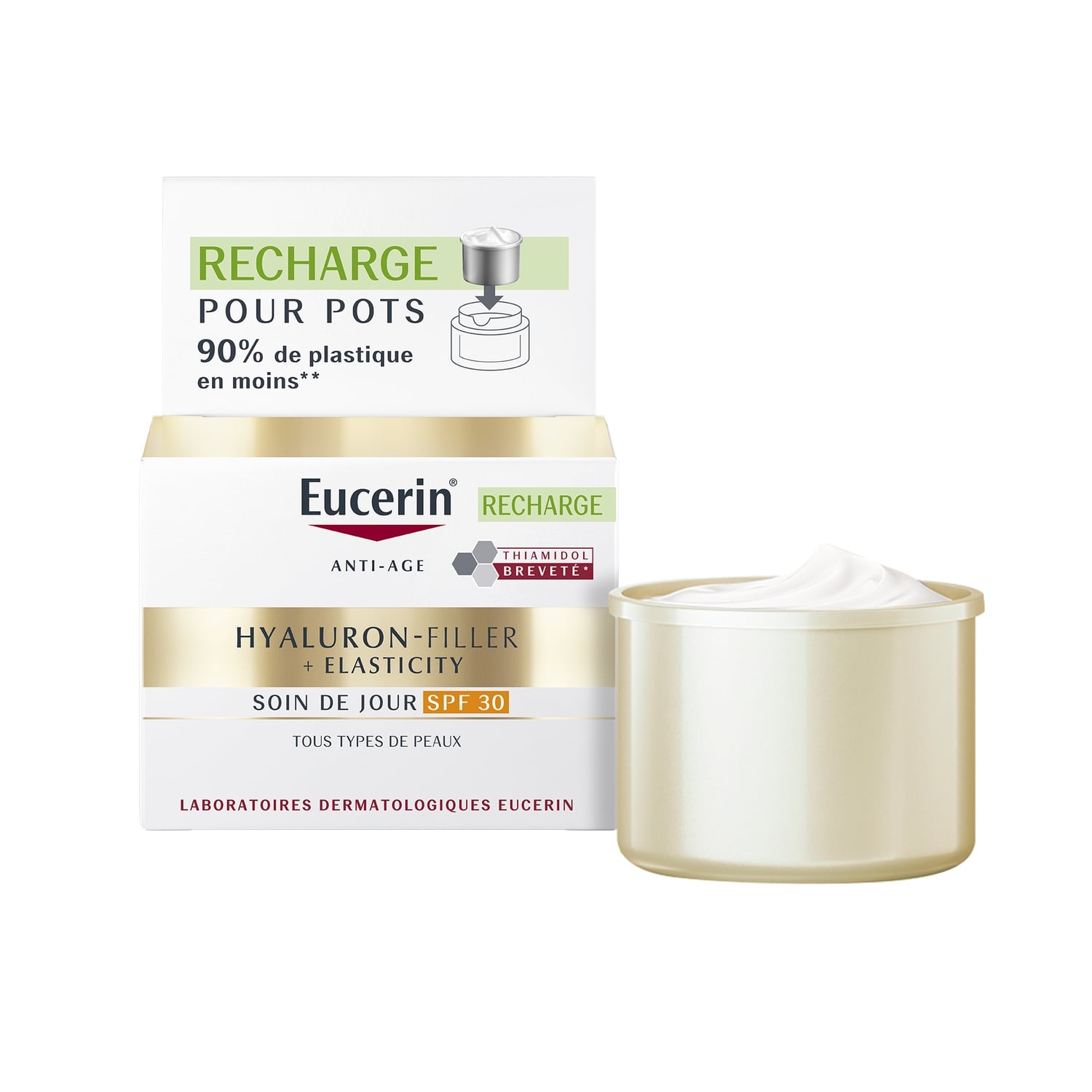 Soin De Jour Visage Tous Types De Peaux Anti-âge Hyaluron-Filler Elasticity Spf 30 Recharge 90% De Plastique En Moins EUCERIN 
