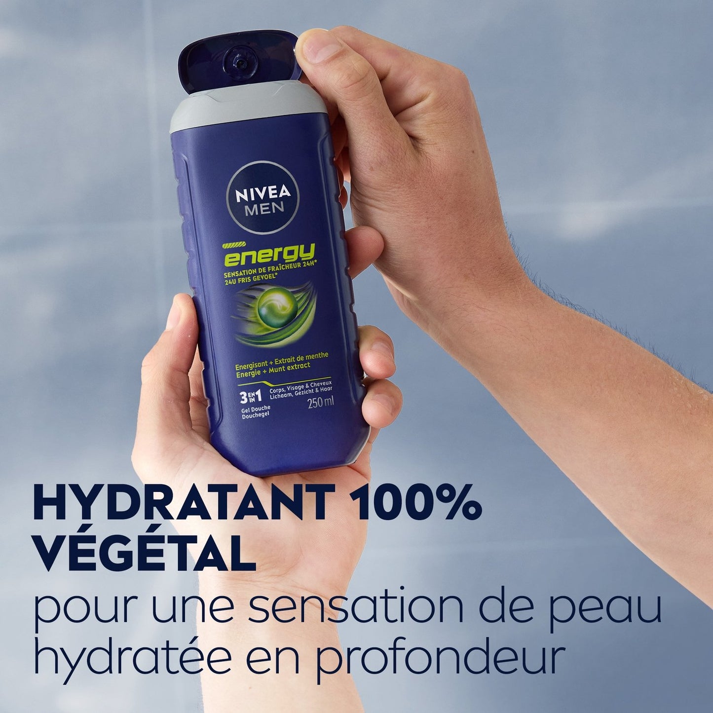 NIVEA Energy 3 in 1 Duschgel für Männer für Körper, Haare und Minzfrische