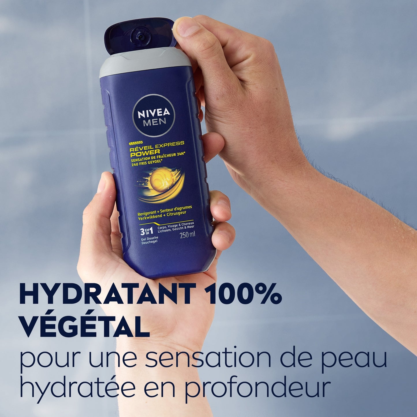 Gel douche Homme Corps Visage Cheveux Réveil Express Fraîcheur 24h NIVEA 