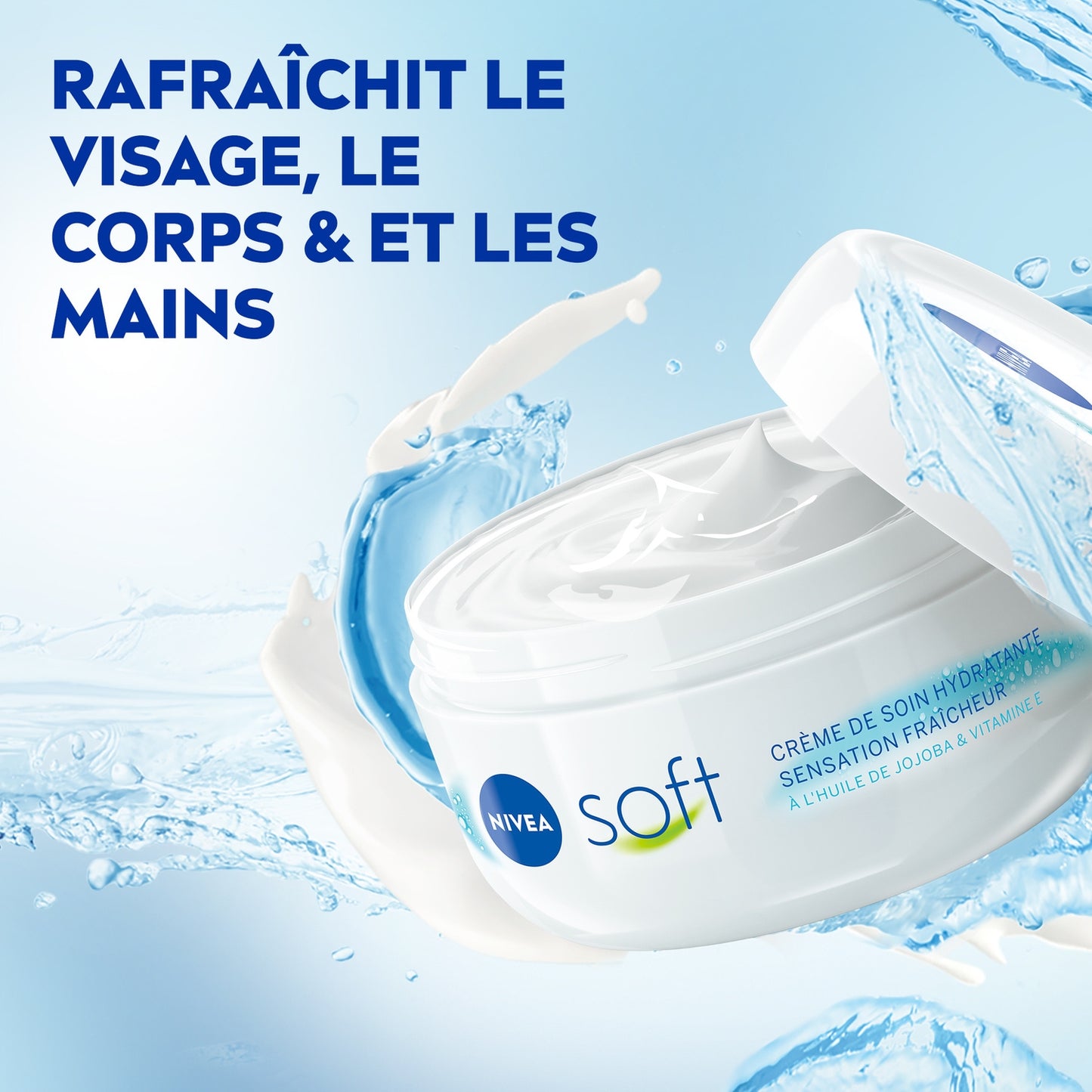 Crème Hydratante Fraîcheur Visage Corps Mains Soft NIVEA