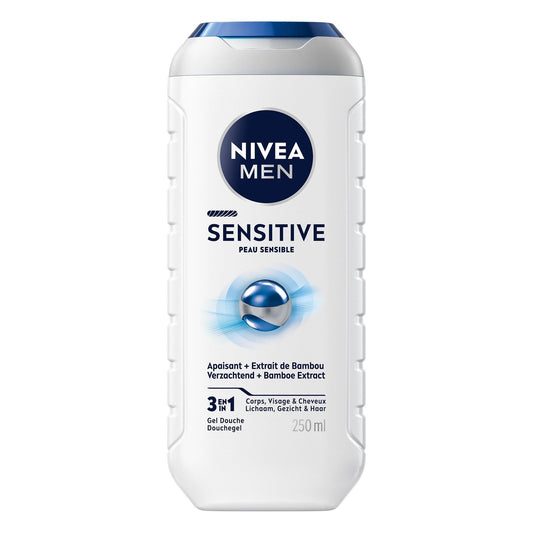Gel Douche Homme Corps Visage Cheveux Peau Sensible Sensitive 3 en 1 NIVEA le flacon de 250mL