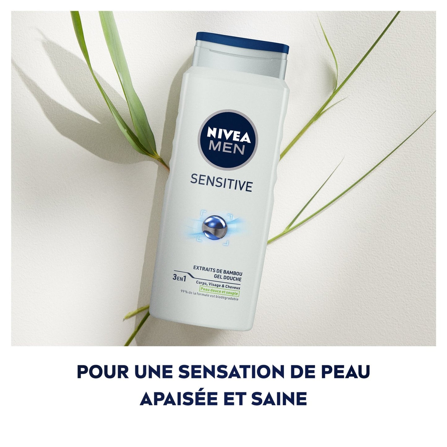 Gel Douche Homme Corps Visage Cheveux Peau Sensible Sensitive 3 en 1 NIVEA