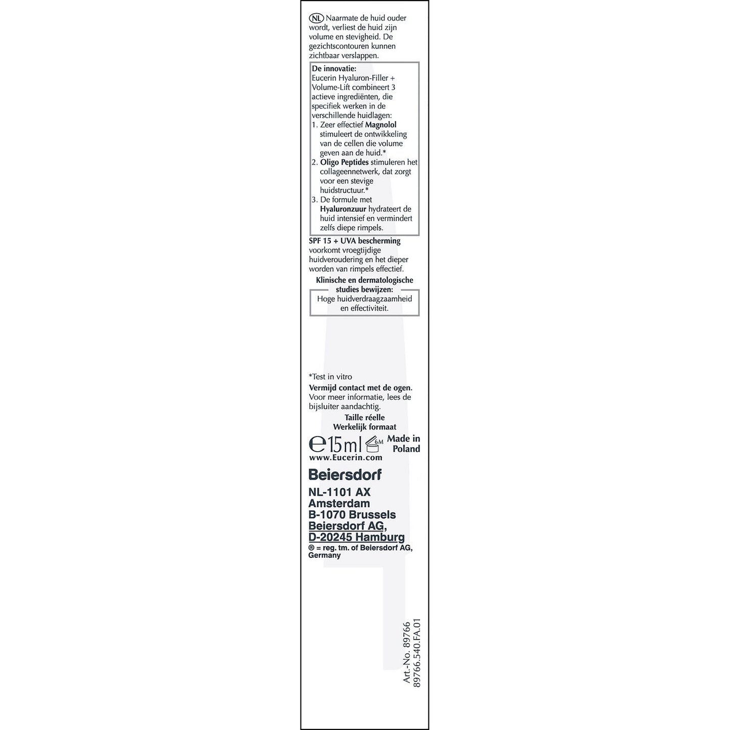 Soin Anti-âge Spf 15 Volume Lift Acide Hyaluronique EUCERIN 