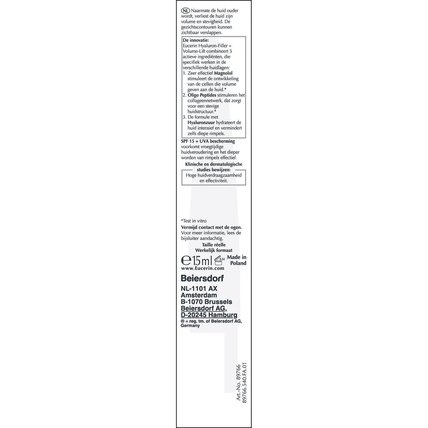 Soin Anti-âge Spf 15 Volume Lift Acide Hyaluronique EUCERIN 