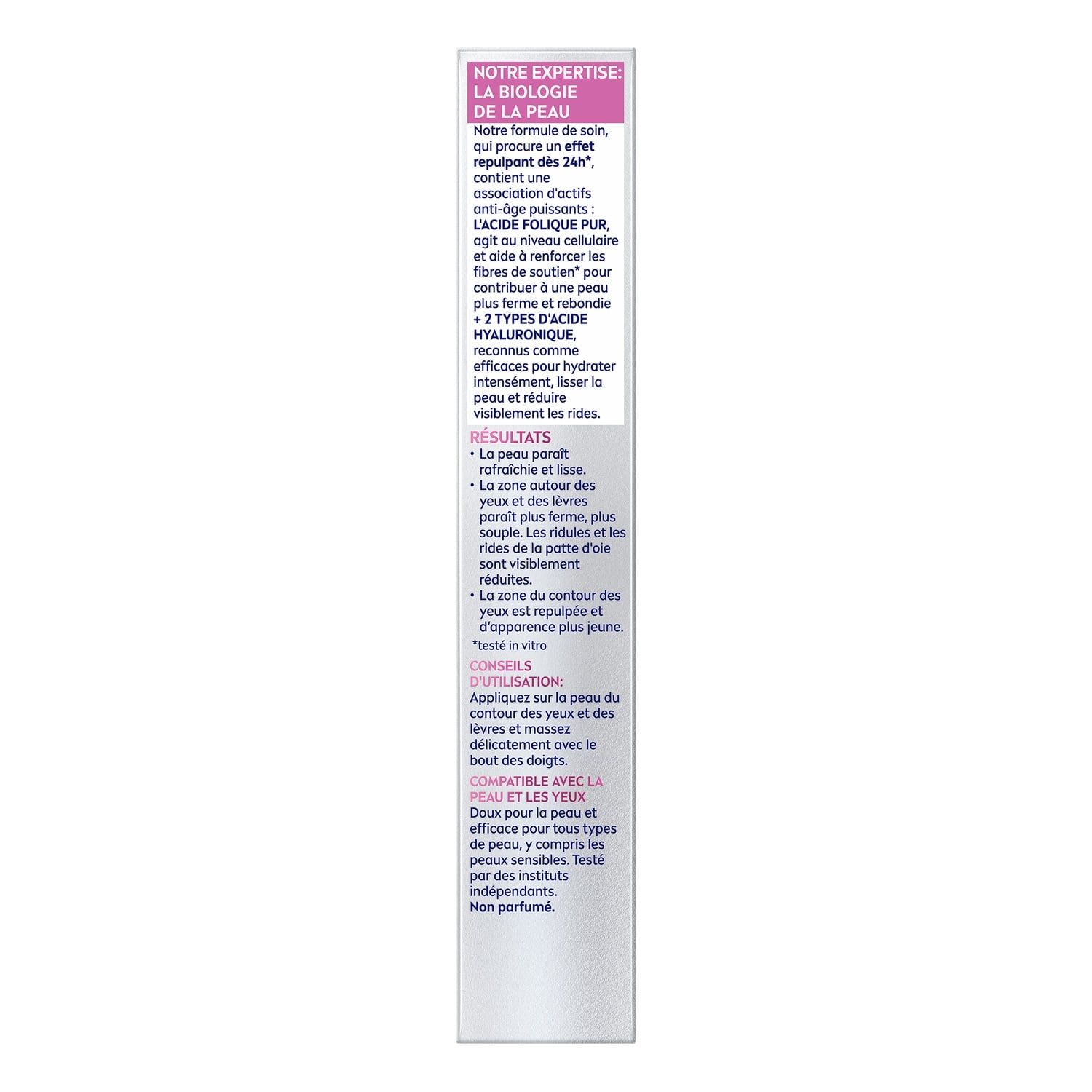 Crème Visage Contours Yeux et Lèvres Anti-âge Acide Hyaluronique Pur Cellular Expert Filler NIVEA 