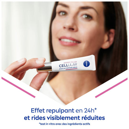 Crème Visage Contours Yeux et Lèvres Anti-âge Acide Hyaluronique Pur Cellular Expert Filler NIVEA 