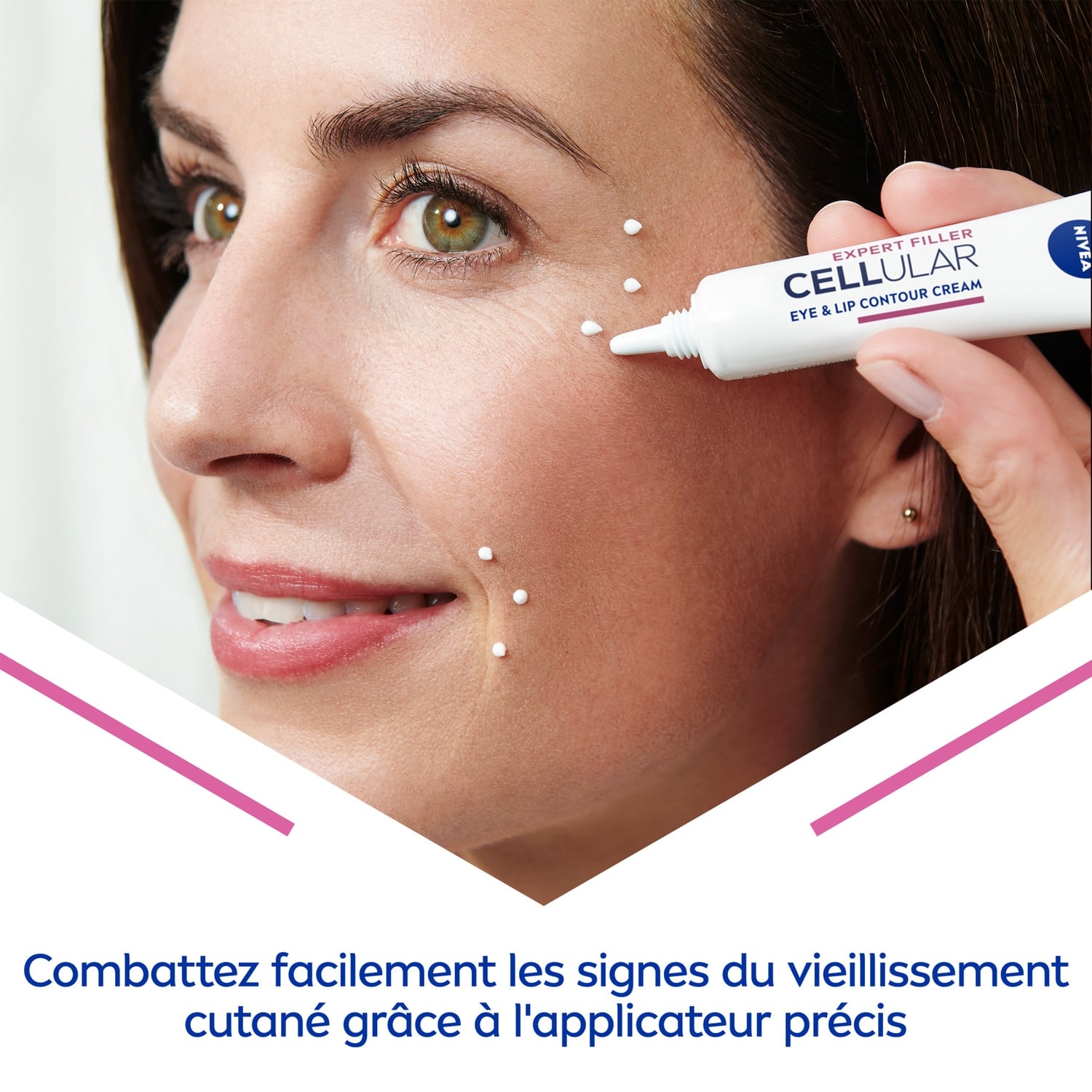 Crème Visage Contours Yeux et Lèvres Anti-âge Acide Hyaluronique Pur Cellular Expert Filler NIVEA 