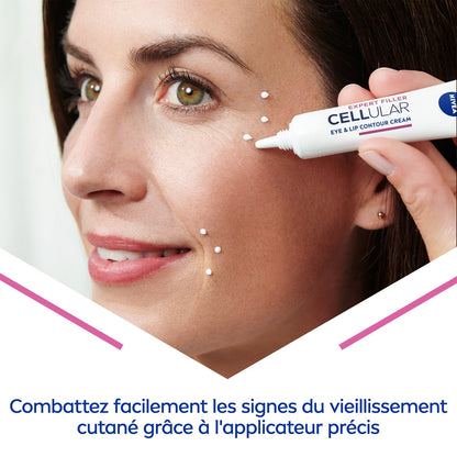 Crème Visage Contours Yeux et Lèvres Anti-âge Acide Hyaluronique Pur Cellular Expert Filler NIVEA 