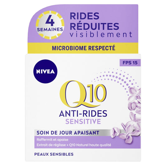 NIVEA Q10 Soothing Anti-Wrinkle Day Face Cream for Sensitive Skin