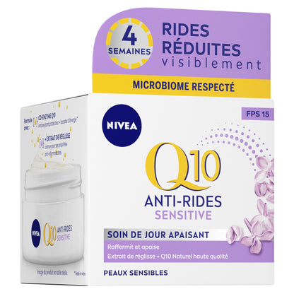 NIVEA Q10 Soothing Anti-Wrinkle Day Face Cream for Sensitive Skin