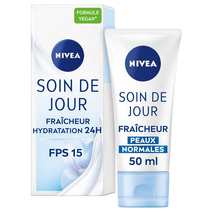 NIVEA Fresh Feuchtigkeitsspendende Tagesgesichtscreme für normale Haut LSF 15