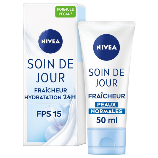Crème Visage Jour Hydratante Fraîcheur Peaux Normales FPS15 NIVEA le tube de 50mL