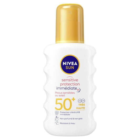 Crème Solaire Spray Corps Spf 50+ Haute Protection Peau Sensible Sun NIVEA Le spray de 200mL