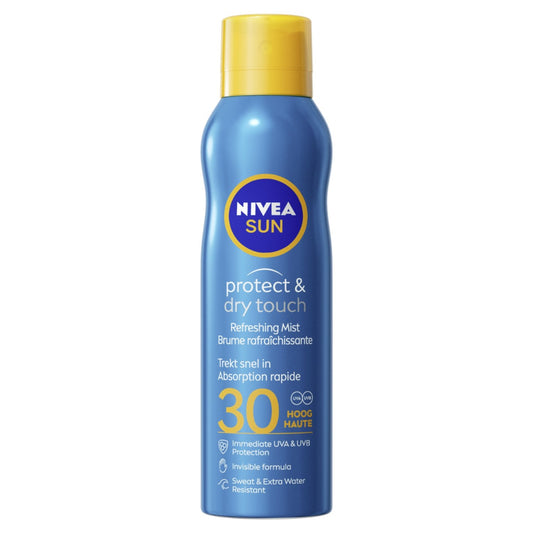 Crème Solaire Brume Corps Spf 30 Invisible Rafraîchissante Résistant A l'Eau Protect & Dry Touch Sun NIVEA le spray de 200mL