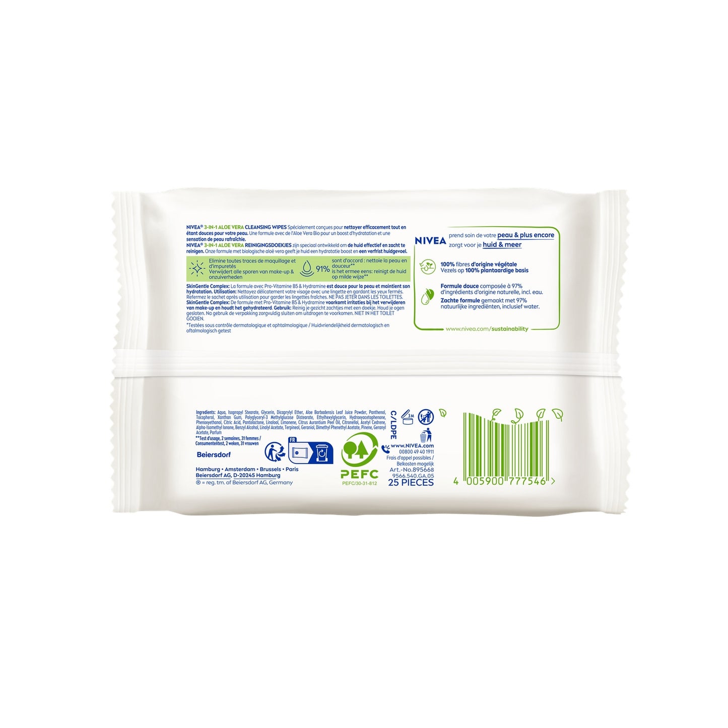 NIVEA Organic Aloe Vera Face and Eye Makeup Remover Wipe