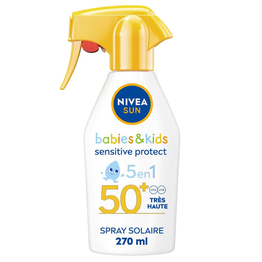 Crème Solaire Spray Bébé Enfant Corps Visage Spf 50+ Très Haute Protection Peau Sensible Sun NIVEA Le spray de 270mL