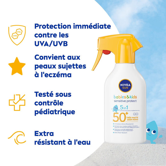 Sunscreen Spray Baby Child Body Face SPF 50+ Very High Protection Sensitive Skin Sun NIVEA