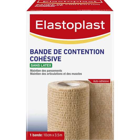 Bande Cohésive Couleur Chair Maintien des Pansements et Articulations Auto-qdhésive Sans Latex 10 cmx3,5 m ELASTOPLAST 
