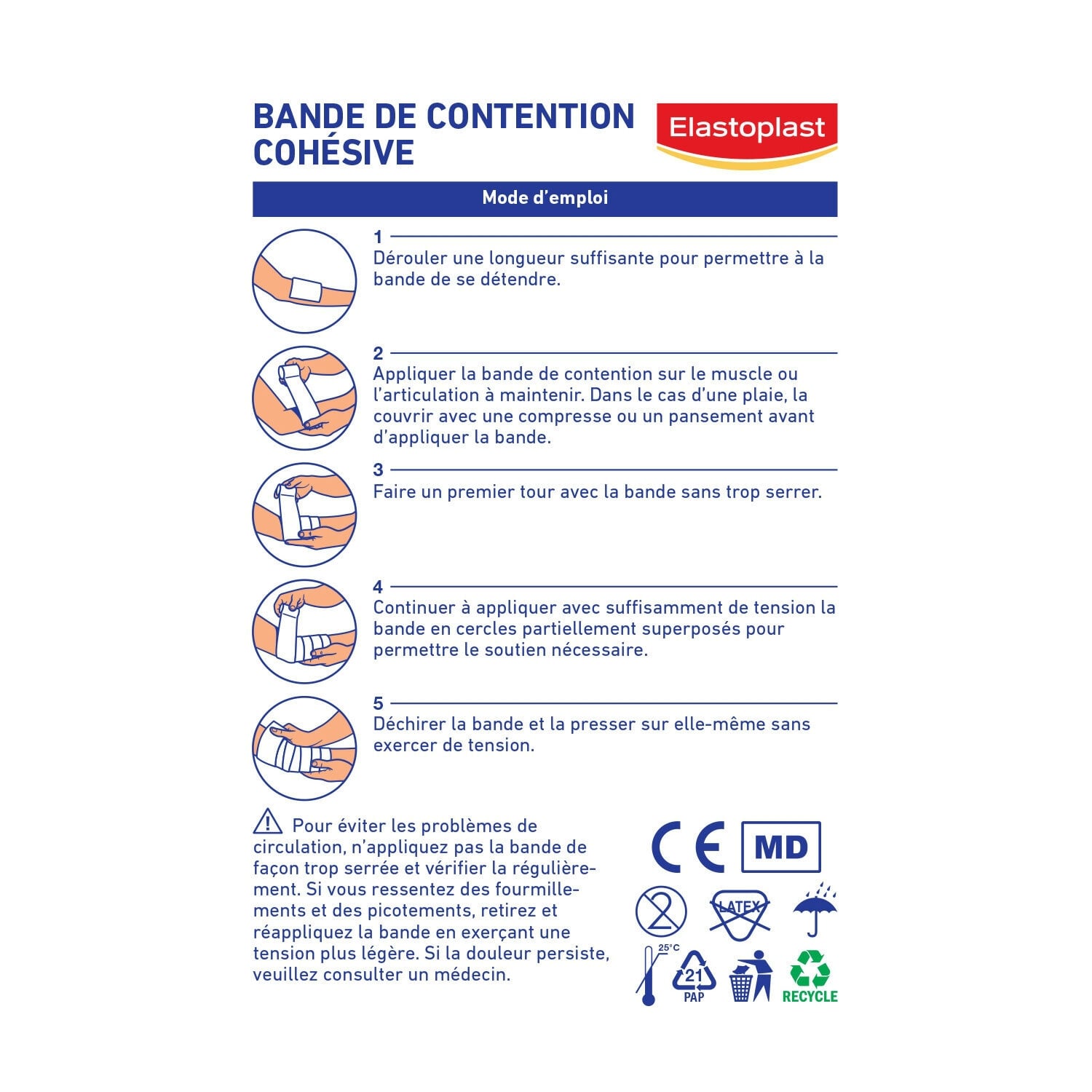 Bande Cohésive Couleur Chair Maintien des Pansements et Articulations Auto-qdhésive Sans Latex 10 cmx3,5 m ELASTOPLAST 