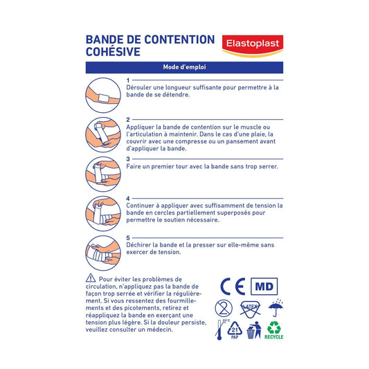 Bande Cohésive Auto-adhésive Maintien Articulations et Muscles 10cm x 3,5m ELASTOPLAST 