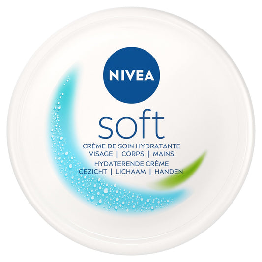 Crème Fraîcheur Visage Corps Mains Tous Types de Peaux Hydratation 48h Huile de Jojoba Vitamine E Soft NIVEA Le pot de 375mL