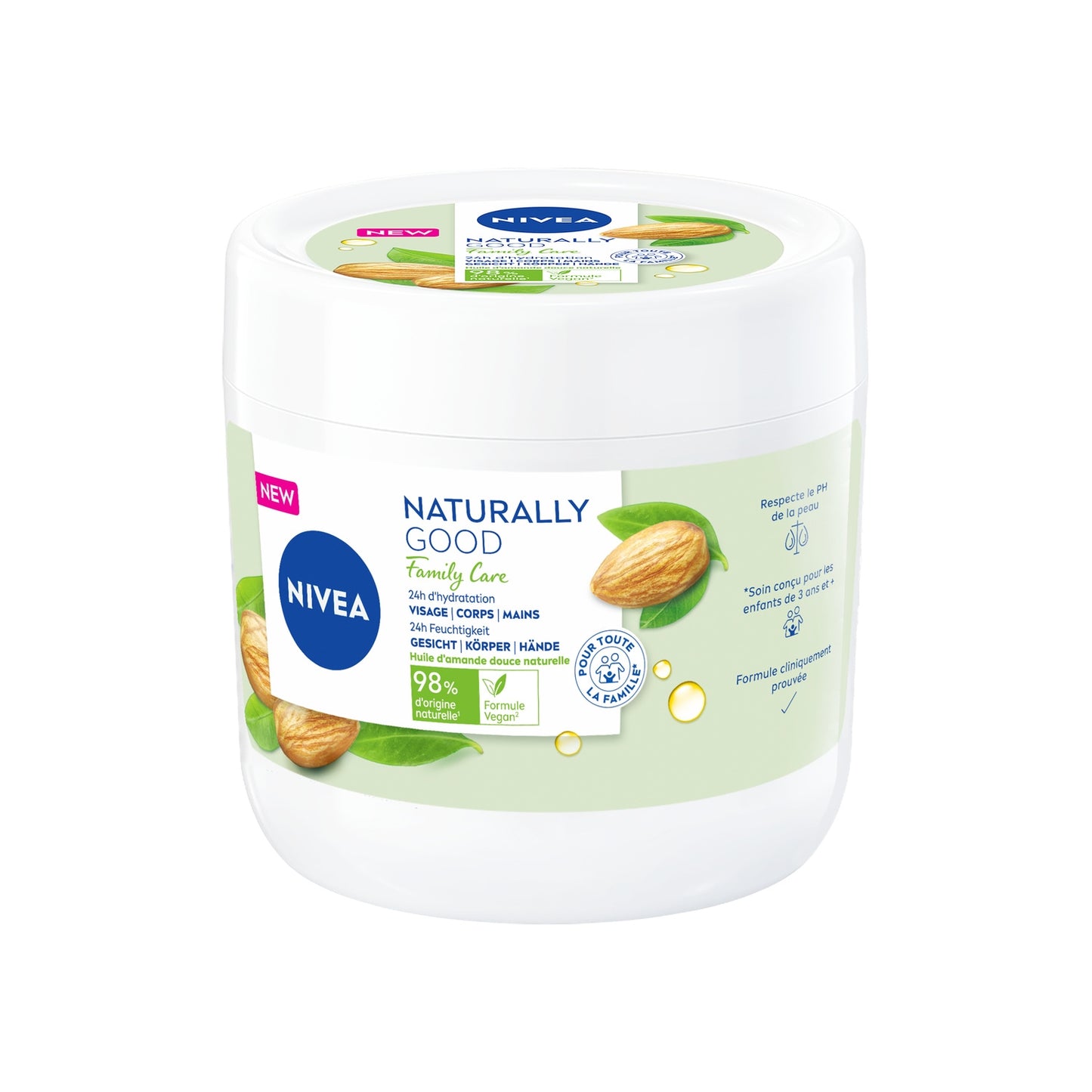 Crème Visage Corps Hydratation Family Care Naturally Good Huile d'Amande Douce NIVEA