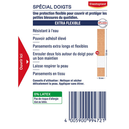 Pansements Spécial Doigts Flexible Résistant à l'Eau ELASTOPLAST