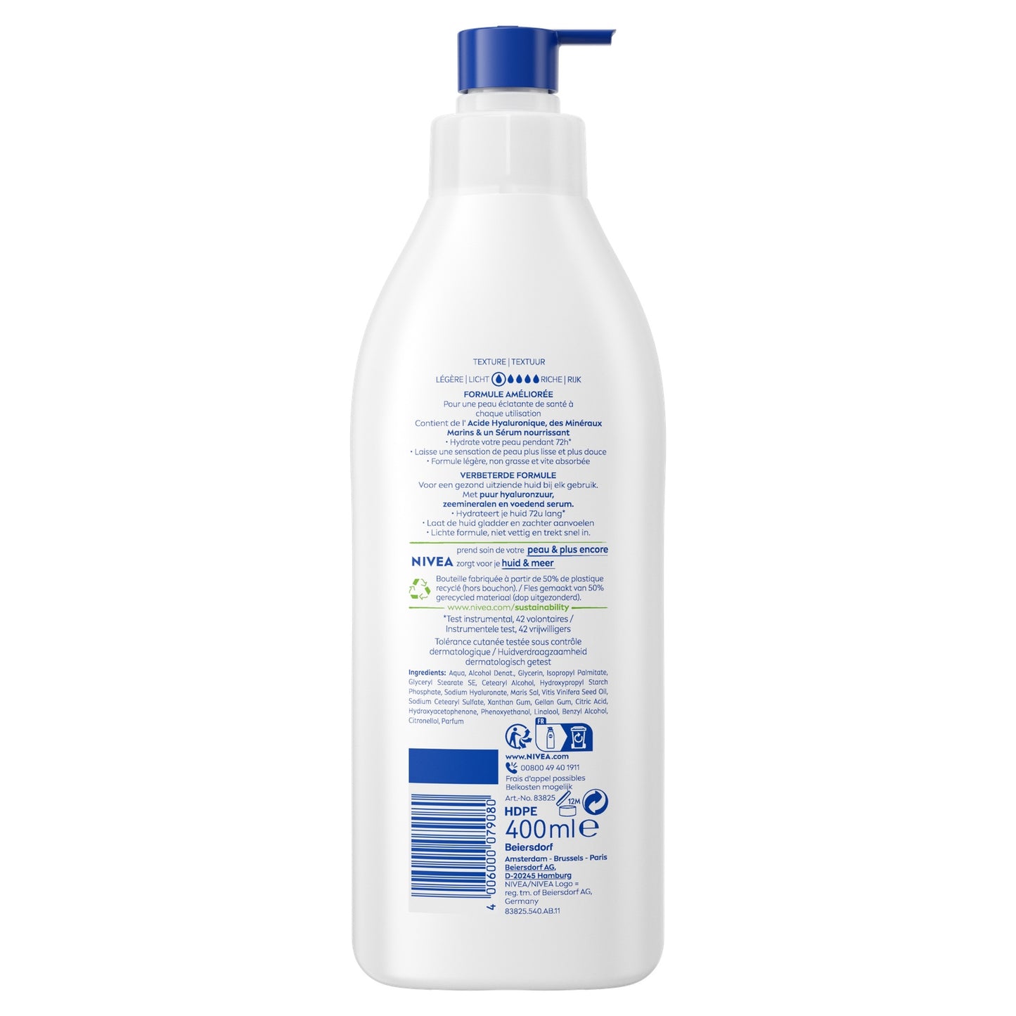 Bodylotion für normale bis trockene Haut, 72 Stunden Feuchtigkeit, Hyaluronsäure und Meeresmineralien, NIVEA