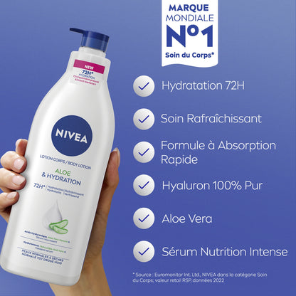 Aloe Vera Feuchtigkeitsspendende Körperlotion für normale bis trockene Haut, 72 Stunden Feuchtigkeit, NIVEA