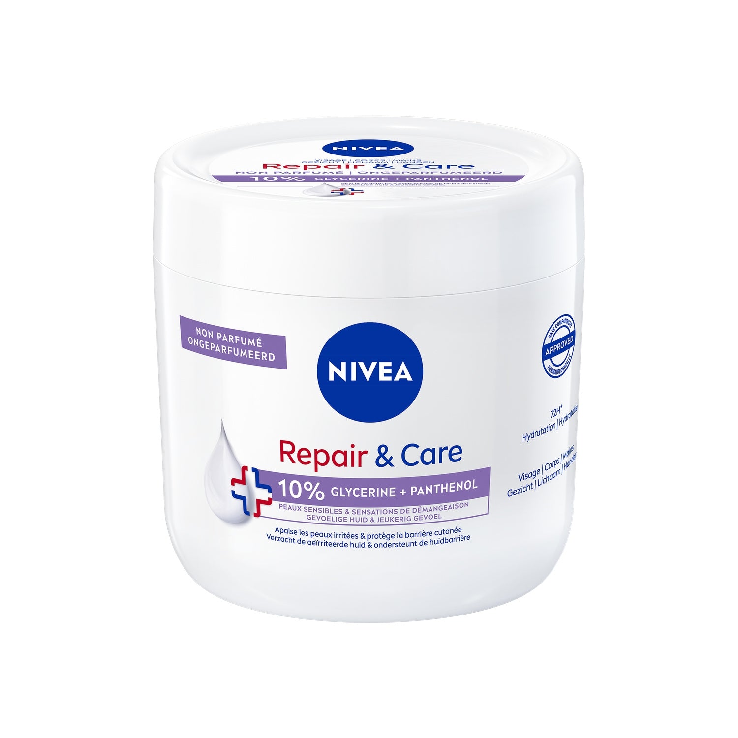 Crème Réparateur et Soin Corps Peau Sèche et Sensible Hydratation 72h NIVEA 