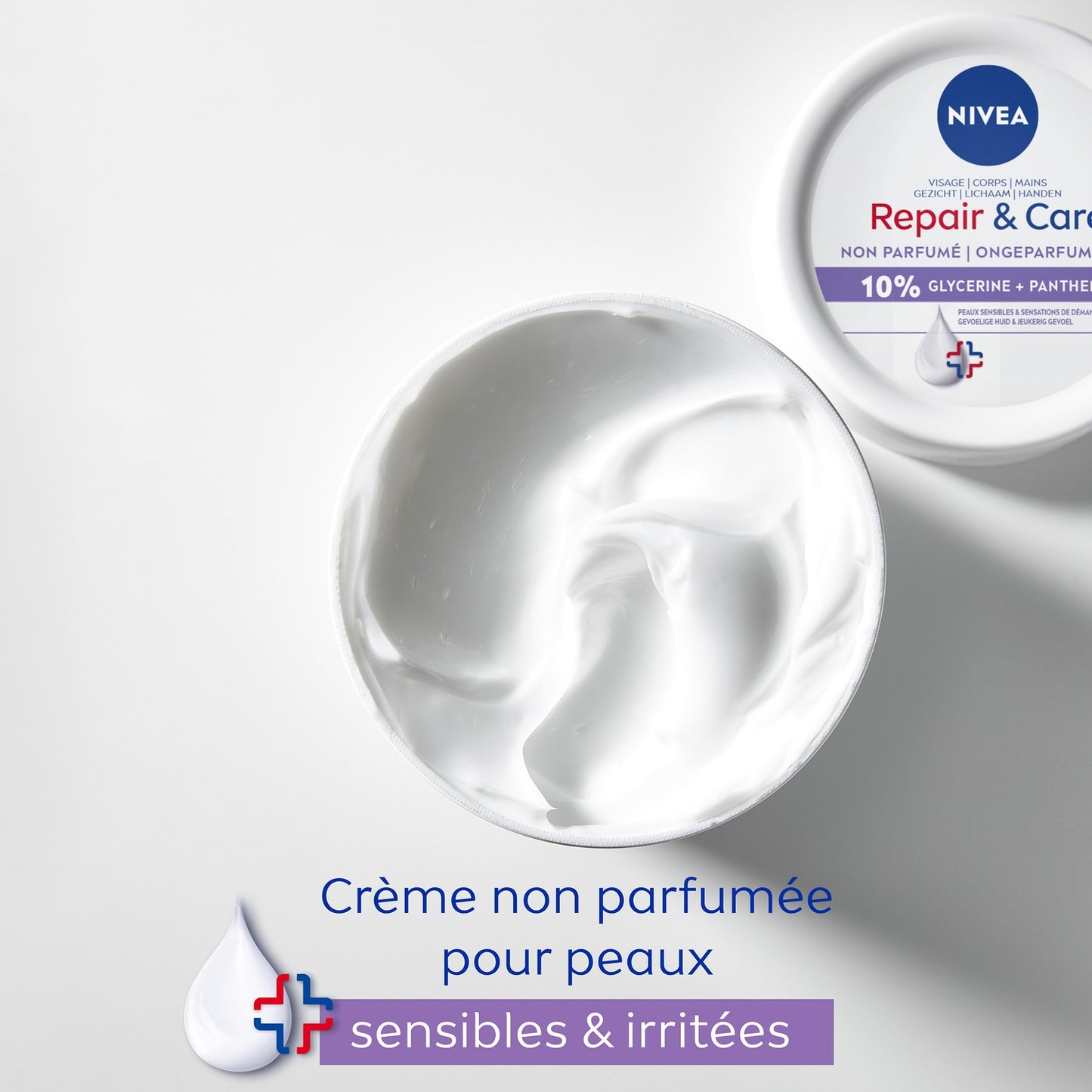 Crème Réparateur et Soin Corps Peau Sèche et Sensible Hydratation 72h NIVEA 