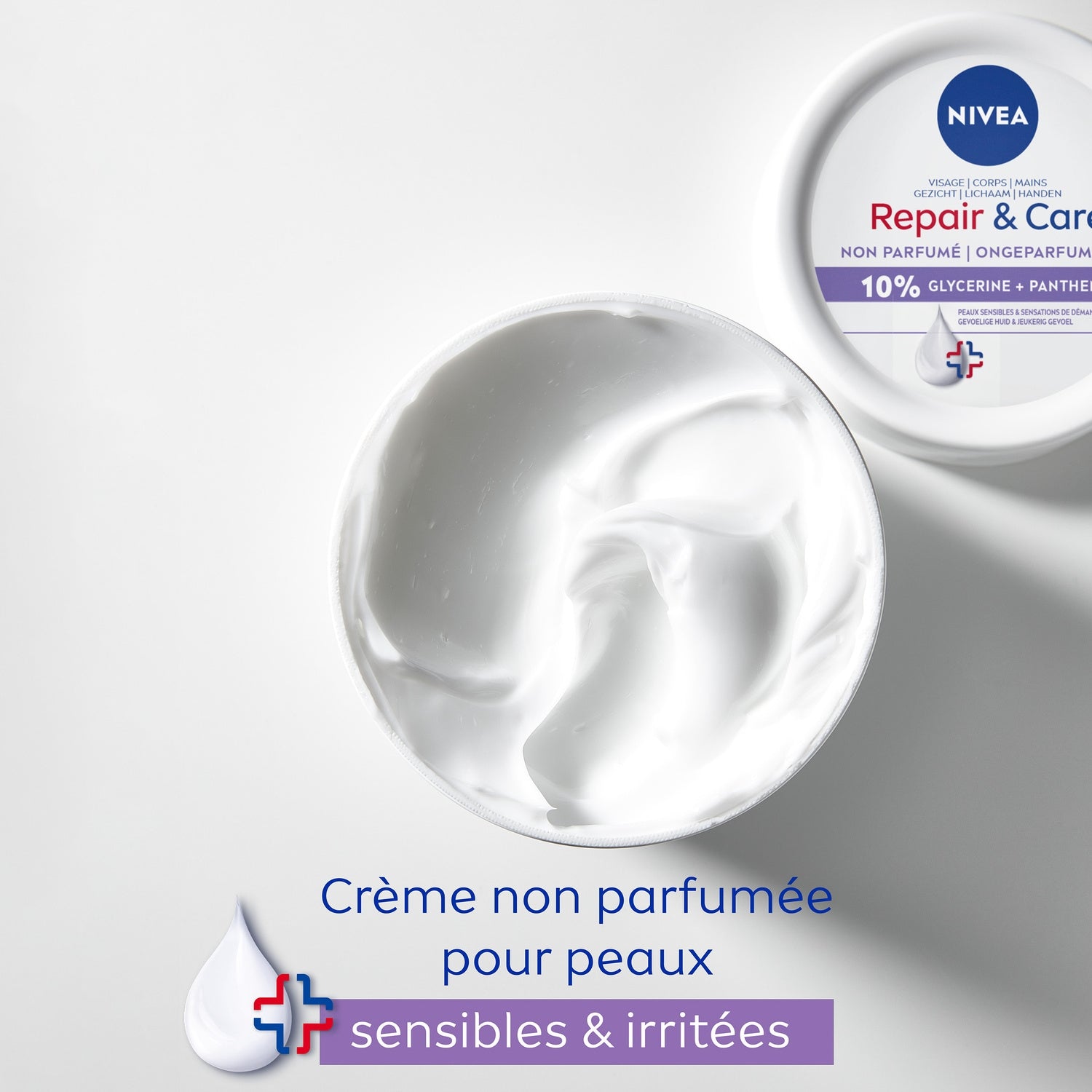 Crème Réparateur et Soin Corps Peau Sèche et Sensible Hydratation 72h NIVEA 