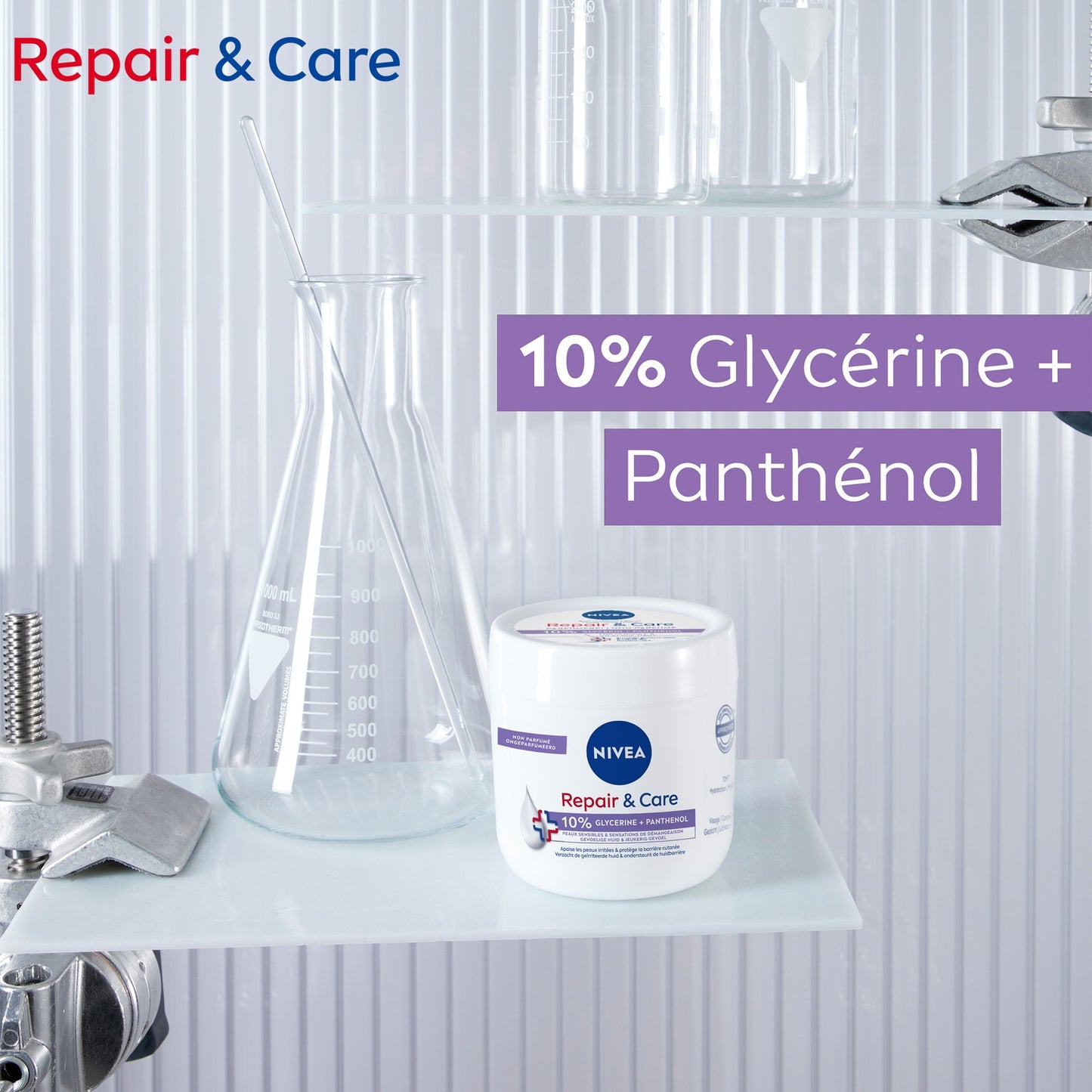 Crème Réparateur et Soin Corps Peau Sèche et Sensible Hydratation 72h NIVEA 