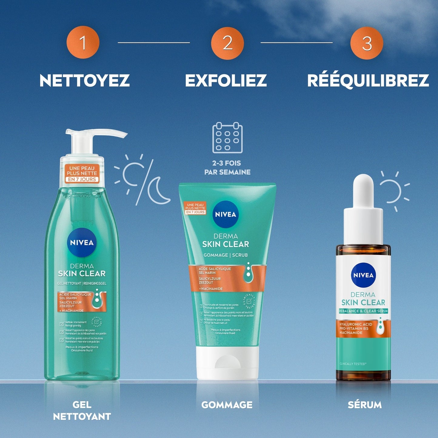 NIVEA Derma Skin Clear Gesichtsbehandlung mit Hyaluronsäure, Provitamin B5, Niacinamid