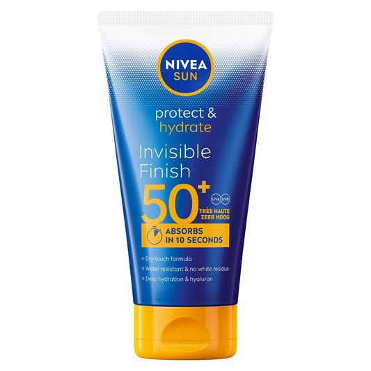 Crème Solaire Visage Corps Spf 50+ Invisible Non-Grasse Résistant A l'Eau Protect et Hydrate Sun NIVEA le tube de 150mL