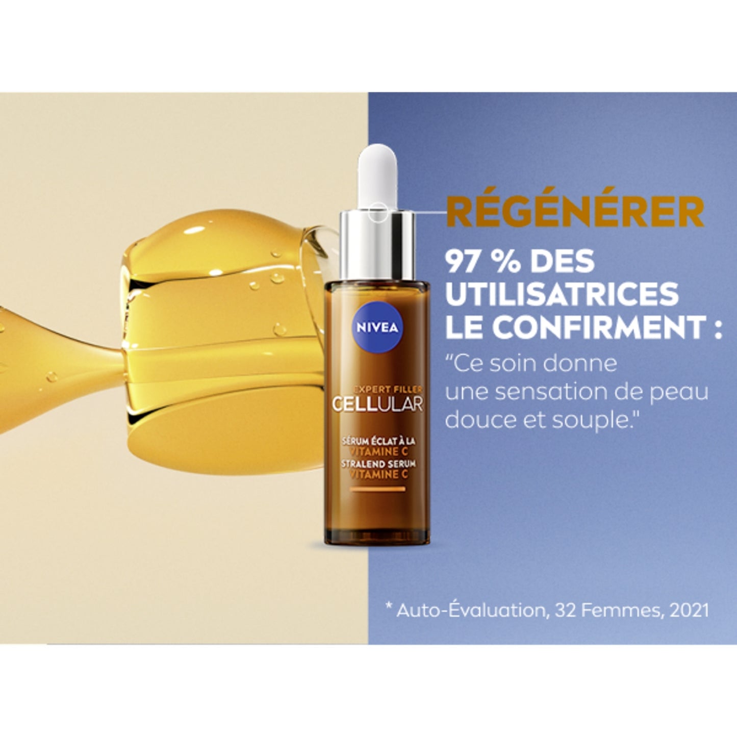Sérum Visage Tous Types de Peaux Eclat à la Vitamine C et E Acides Aminés Cellular NIVEA 