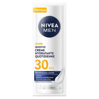 NIVEA Men Feuchtigkeitsspendende Gesichtscreme für empfindliche Haut LSF 30