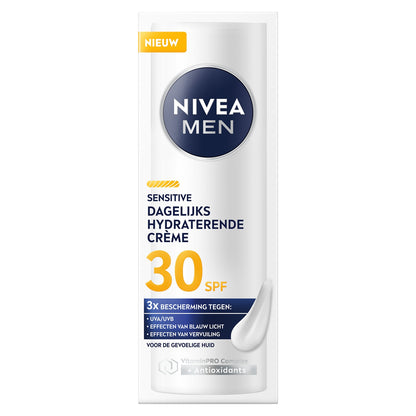 NIVEA Men Feuchtigkeitsspendende Gesichtscreme für empfindliche Haut LSF 30