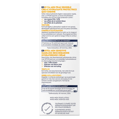 NIVEA Men Feuchtigkeitsspendende Gesichtscreme für empfindliche Haut LSF 30
