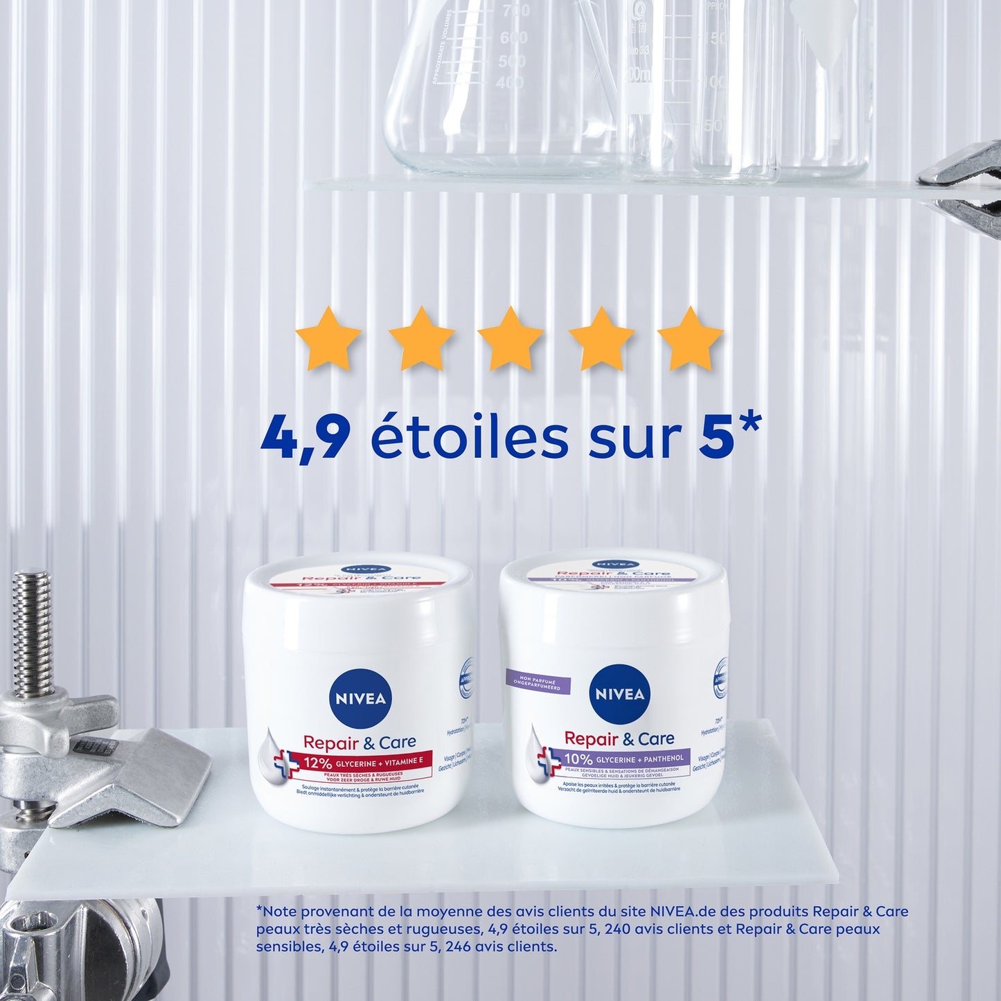 Crème Hydratante Visage Corps Mains Peaux Extra Sèches et Rugueuses Repair & Care NIVEA 