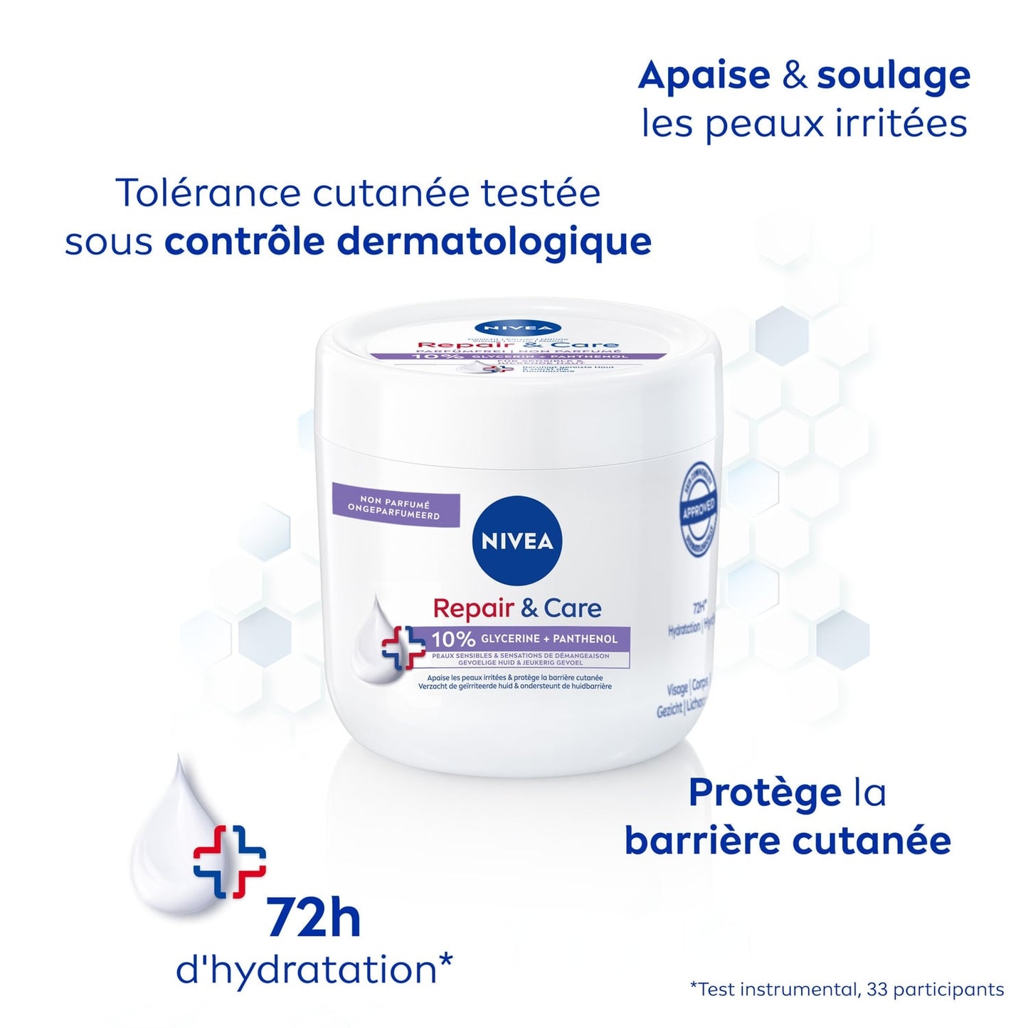 Crème Hydratante Visage Corps Mains Peaux Extra Sèches et Rugueuses Repair & Care NIVEA 
