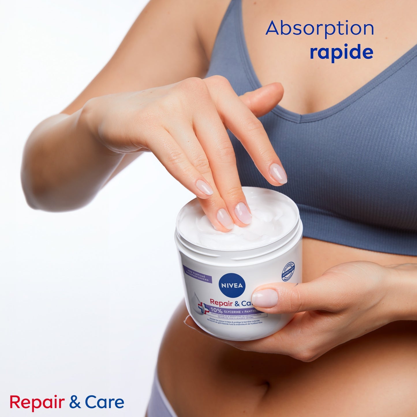 Crème Hydratante Visage Corps Mains Peaux Extra Sèches et Rugueuses Repair & Care NIVEA 