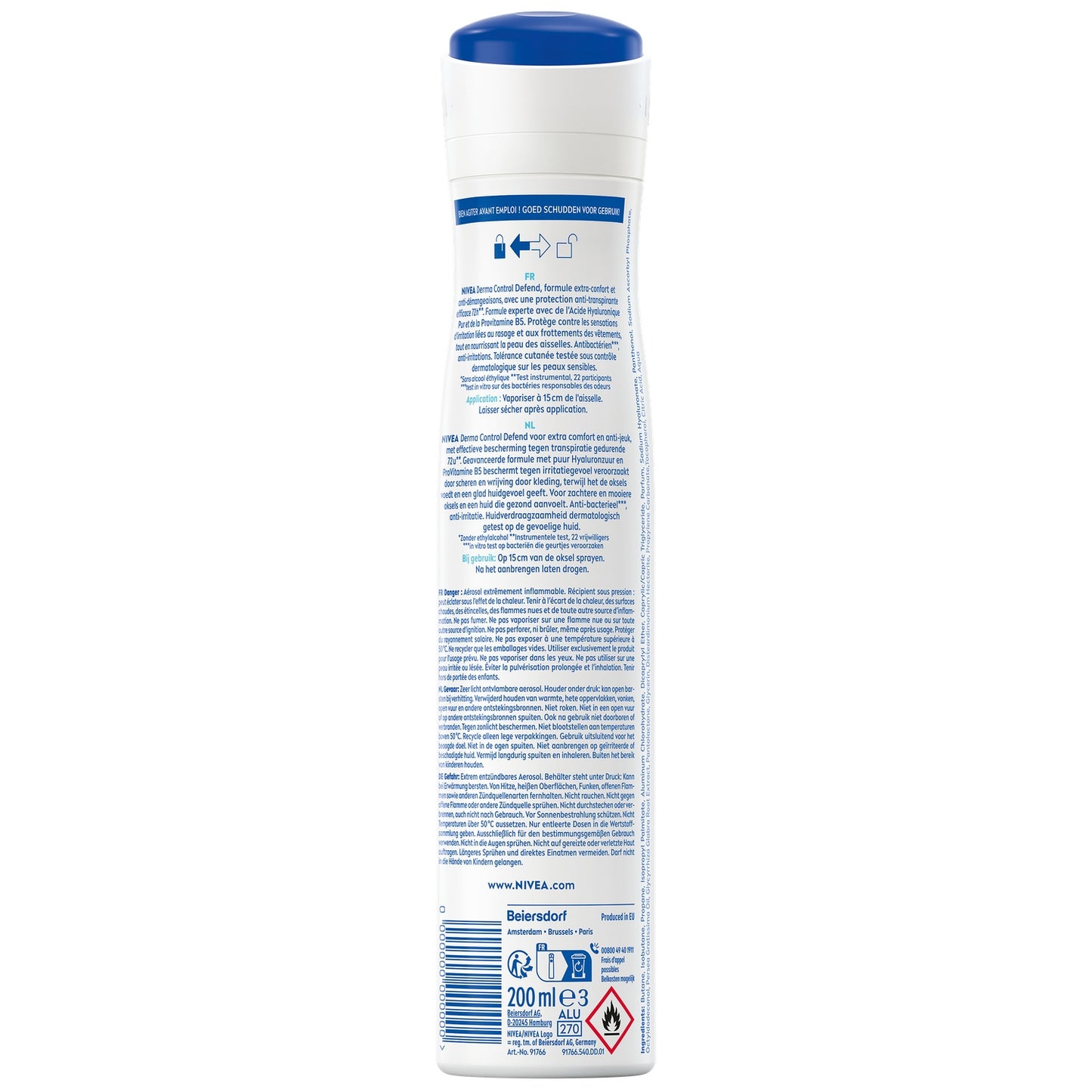 Déodorant Spray Anti-transpirant Efficacité 72h Derma Control Defend Extra Comfort Anti-démangeaisons 0% Alcool NIVEA 