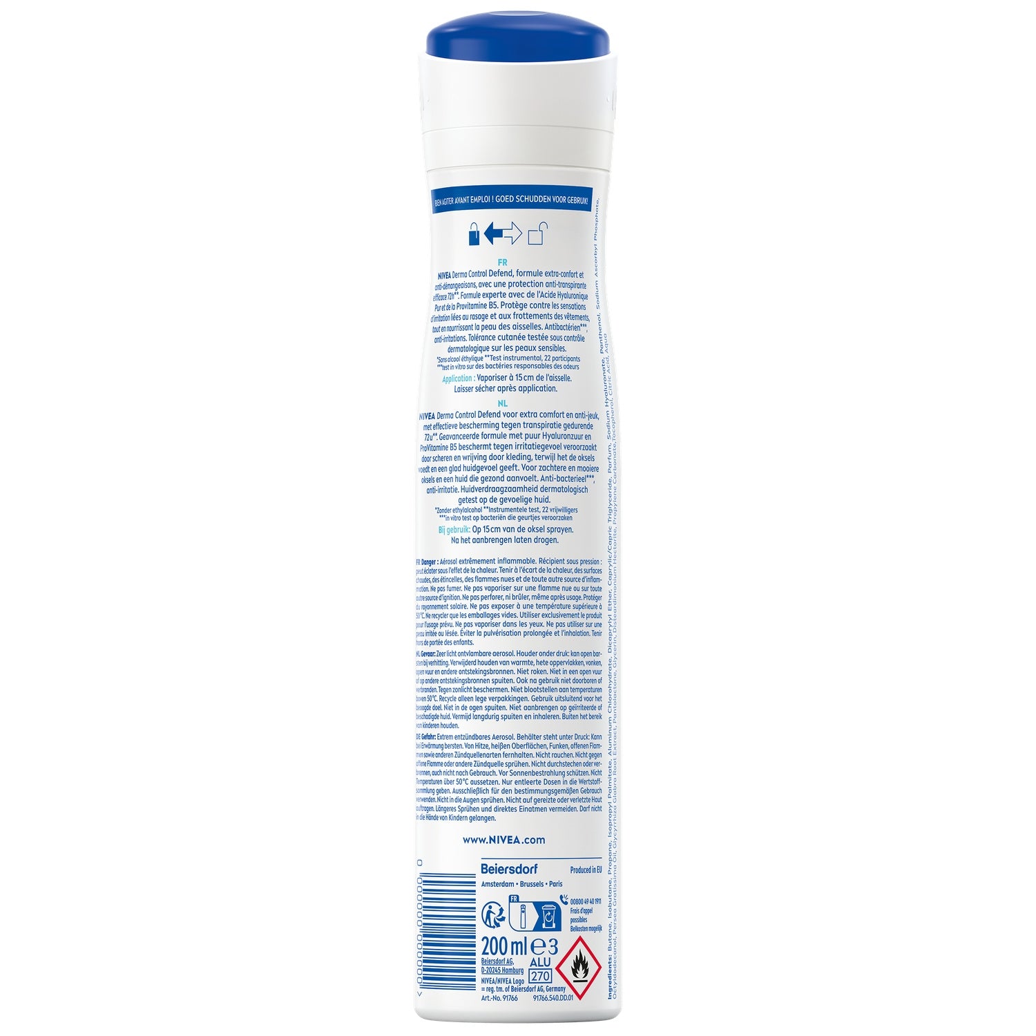 Déodorant Spray Anti-transpirant Efficacité 72h Derma Control Defend Extra Comfort Anti-démangeaisons 0% Alcool NIVEA 