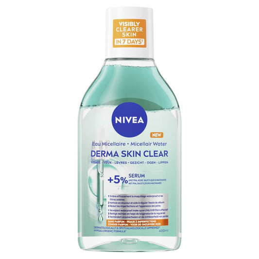 Eau Micellaire Démaquillant Visage  Yeux  Lèvres Sans Parfum  Peaux à Imperfections NIVEA le flacon de 400mL